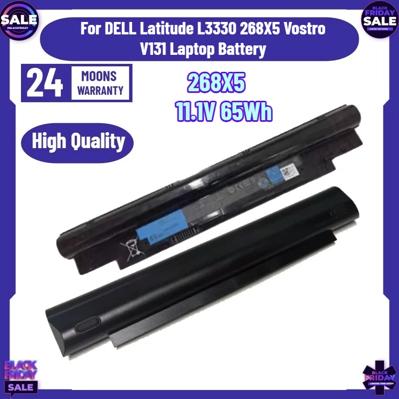 New 268X5 Battery 11.1V 65Wh for DELL Latitude L3330 268X5 Vostro V131 Laptop Battery
New 268X5 Battery 11.1V 65Wh for DELL Latitude L3330 268X5 Vostro V131 Laptop Battery
