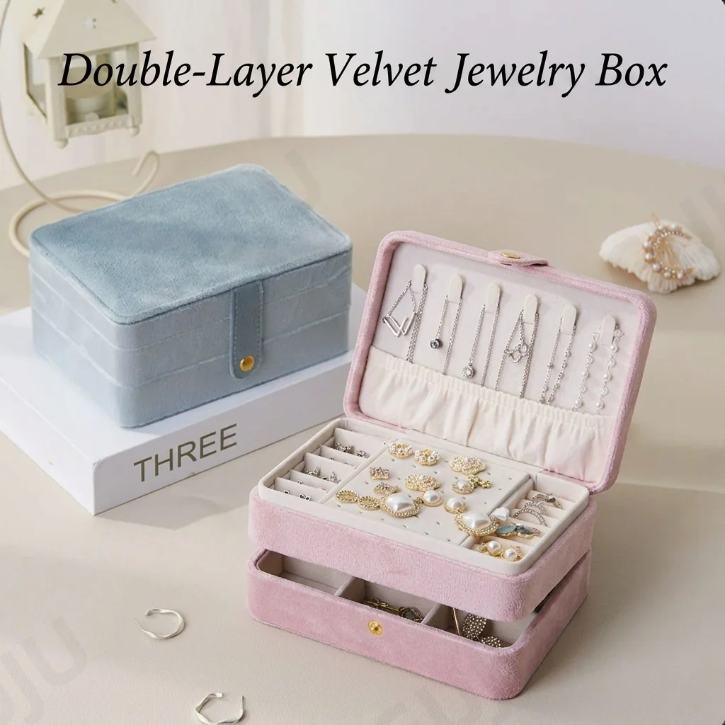 Double Velvet Jewelry Box Travel Organizer Portable boxes For Women Girls Gift Holder For Rings Earrings Necklaces Bracelets
Double Velvet Jewelry Box Travel Organizer Portable boxes For Women Girls Gift Holder For Rings Earrings Necklaces Bracelets