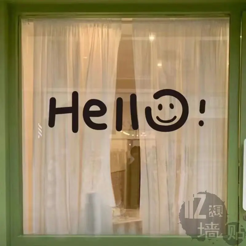 Hello Cute Smiling Wall Sticker Shop Window Anti-collision Glass Door and Window Creative Fresh Korean Style Stickers Decorating
Hello Cute Smiling Wall Sticker Shop Window Anti-collision Glass Door and Window Creative Fresh Korean Style Stickers Decorating