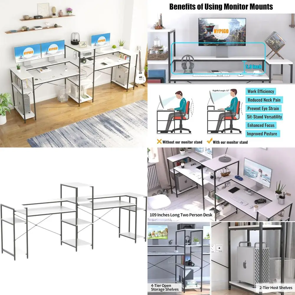 Удлиненный белый двойной стол для двух человек, большая офисная рабочая станция с местом для хранения и подставкой для монитора
Удлиненный белый двойной стол для двух человек, большая офисная рабочая станция с местом для хранения и подставкой для монитора