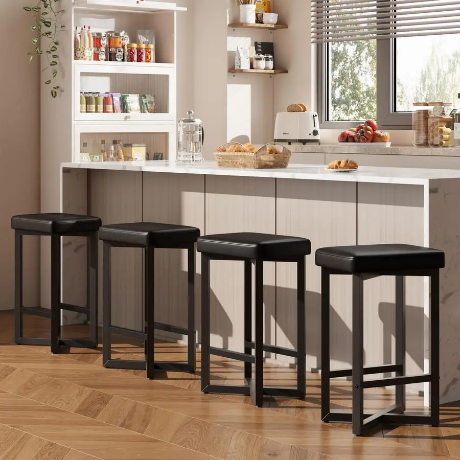 Bar Stools Set of 4, 24.6 Counter Height Backless Barstools, Upholstered PU Leather Seats with Metal XFrame amp Foo Customizable
Bar Stools Set of 4, 24.6 Counter Height Backless Barstools, Upholstered PU Leather Seats with Metal XFrame amp Foo Customizable