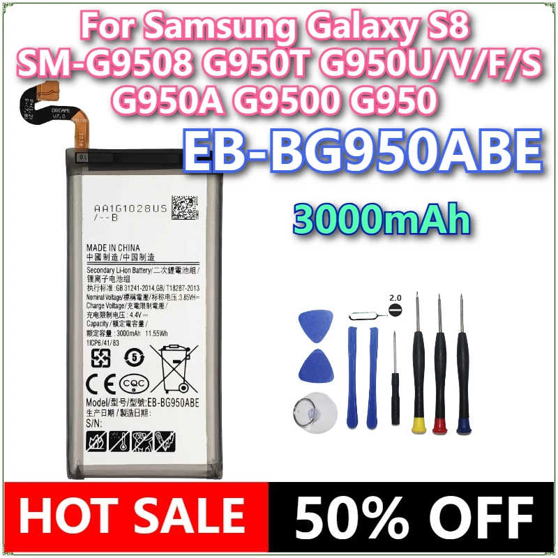 Brand New EB-BG950ABE 3000mAh Mobile Phone Battery For Samsung Galaxy S8 SM-G9508 G950T G950U/V/F/S G950A G9500 G950 +Tools
Brand New EB-BG950ABE 3000mAh Mobile Phone Battery For Samsung Galaxy S8 SM-G9508 G950T G950U/V/F/S G950A G9500 G950 +Tools