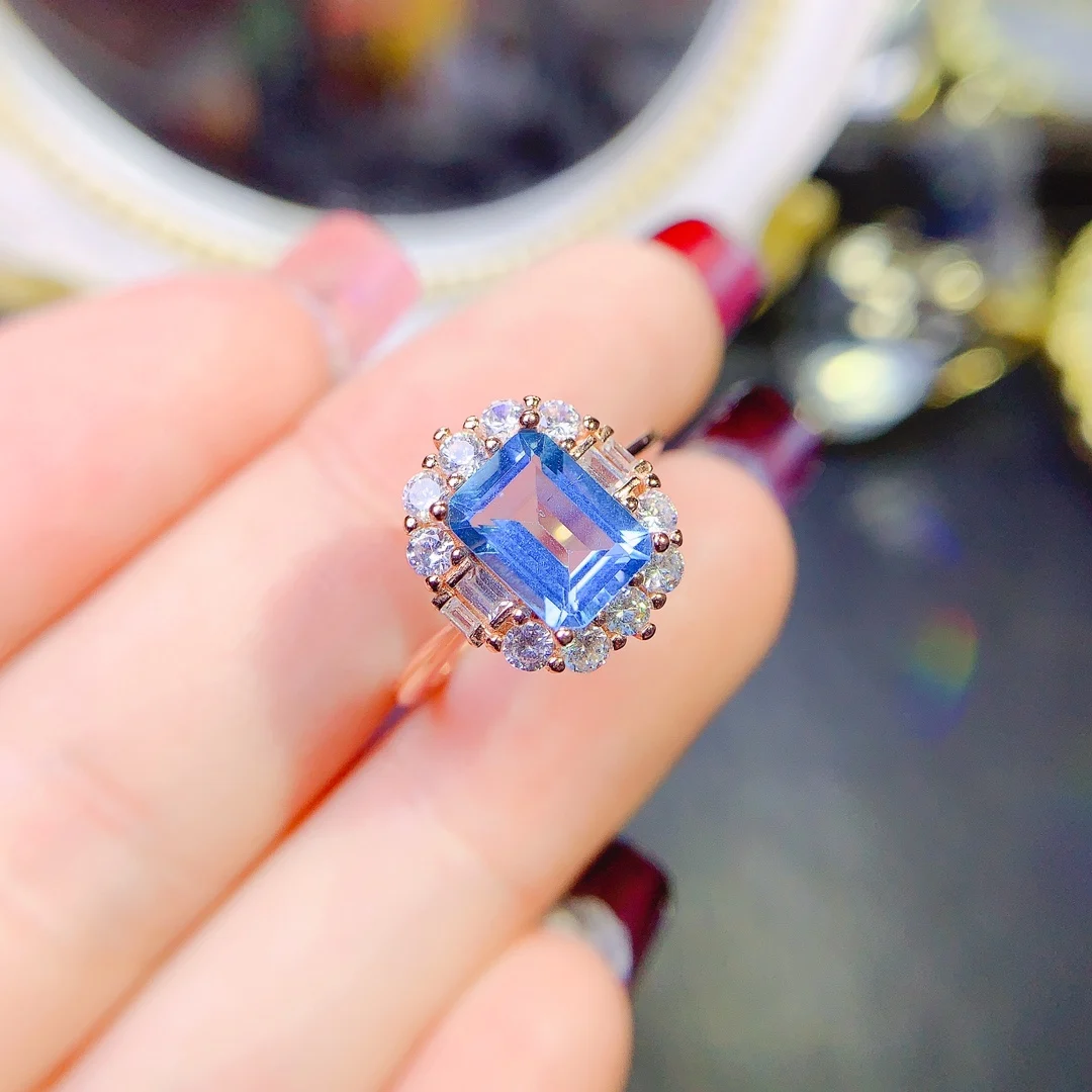 Natural Topaz Ring, 925 Silver Certified, 6x8mm Swiss Blue Gemstone, beautiful gift for girls, free shipping
Natural Topaz Ring, 925 Silver Certified, 6x8mm Swiss Blue Gemstone, beautiful gift for girls, free shipping