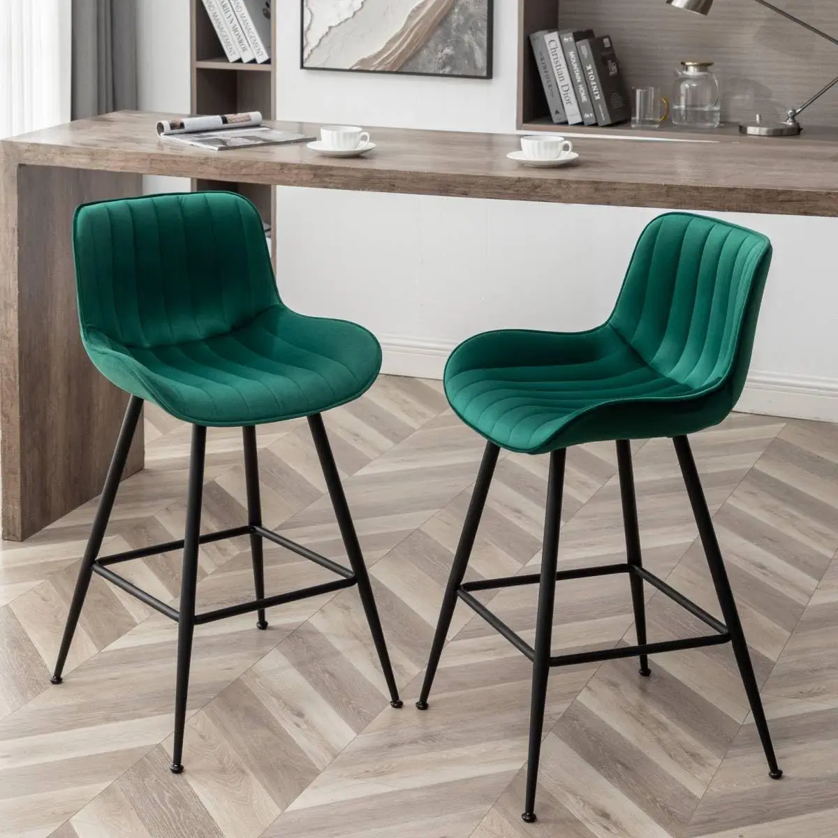 Velvet Island Stools, Bar Stools Set of 2, Fabric Counter Stools with Back, Height Bar Chairs with Black Legs for Home Kitchen
Velvet Island Stools, Bar Stools Set of 2, Fabric Counter Stools with Back, Height Bar Chairs with Black Legs for Home Kitchen