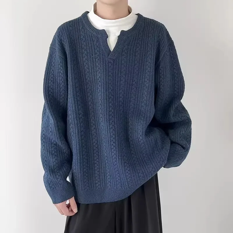 Loose Long Sve V-Ne Knitwear Men's Autumn Winter plus Size 250 Pou Simple Deep Blue Pure Color Japanese Sle Top
Loose Long Sve V-Ne Knitwear Men's Autumn Winter plus Size 250 Pou Simple Deep Blue Pure Color Japanese Sle Top