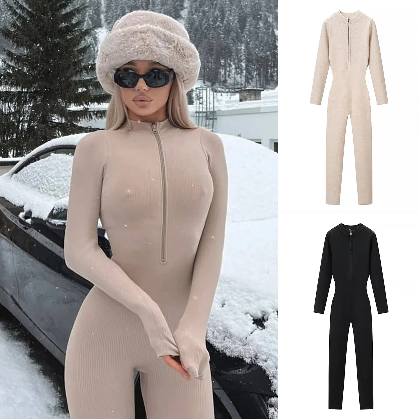 Новый зимний женский комбинезон с молнией, длинными рукавами, круглым вырезом, утягивающий, облегающий, с высокой талией, прямые брюки
Новый зимний женский комбинезон с молнией, длинными рукавами, круглым вырезом, утягивающий, облегающий, с высокой талией, прямые брюки