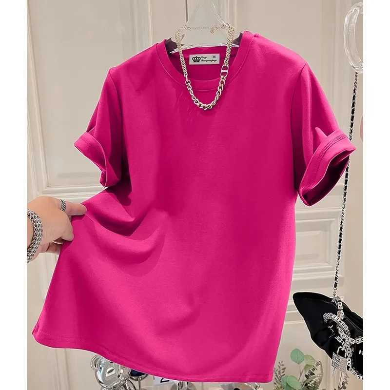 Summer Fashion Simple O-neck Drop Sleeves T-shirt Women's Short Sleeve Korean Style Solid Casual Loose Tops
Summer Fashion Simple O-neck Drop Sleeves T-shirt Women's Short Sleeve Korean Style Solid Casual Loose Tops