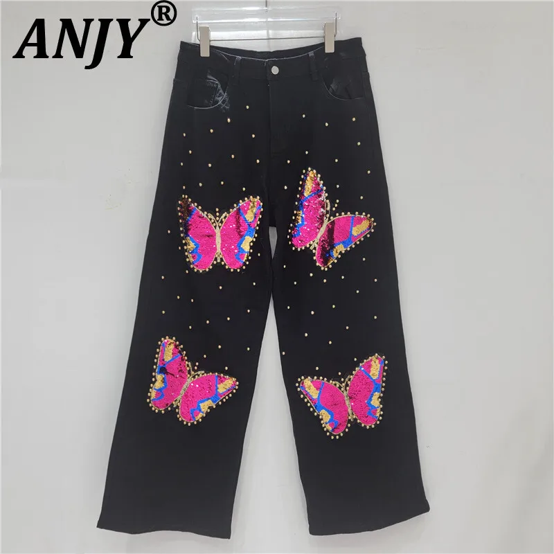 ANJY Autumn New Women Chic Ins Jeans Heavy Craft Beaded Butterfly Sequins Straight Streetwear Sweet Y2K Casual Denim Pants A8906
ANJY Autumn New Women Chic Ins Jeans Heavy Craft Beaded Butterfly Sequins Straight Streetwear Sweet Y2K Casual Denim Pants A8906