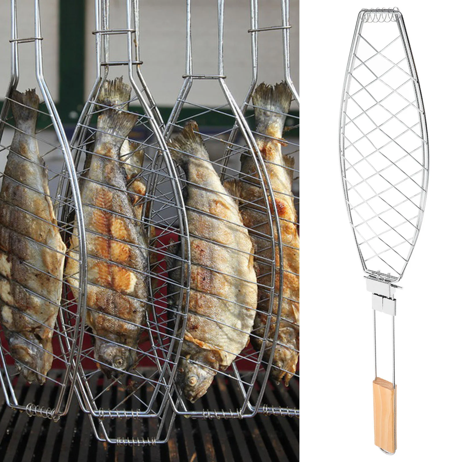 Wrought Iron Grilled Fish Clips Grills Tray Stainless Steel Frying Pan Style Mesh
Wrought Iron Grilled Fish Clips Grills Tray Stainless Steel Frying Pan Style Mesh
