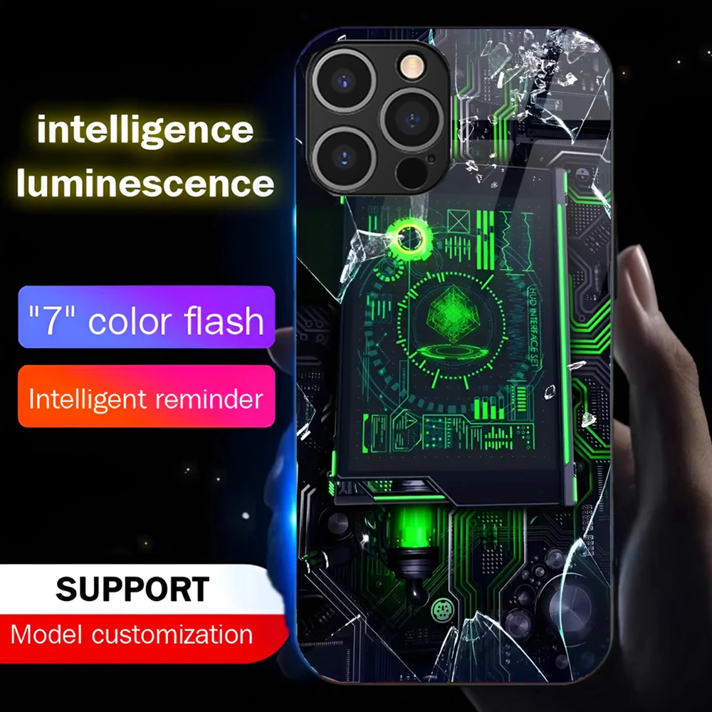 Чип-печатная плата, входящий вызов, музыка, интеллектуальное управление, светодиодная вспышка, светящийся чехол для телефона для iPhone Air 17, 16, E 15, 14, 13 Pro Max
Чип-печатная плата, входящий вызов, музыка, интеллектуальное управление, светодиодная вспышка, светящийся чехол для телефона для iPhone Air 17, 16, E 15, 14, 13 Pro Max