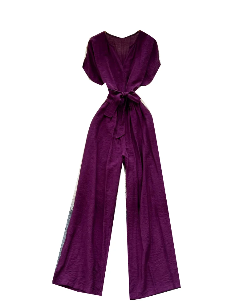 Summer Faion V-Ne ort Sve High Waist One-Piece Pants Women's Maturi Sle Belted Waist Casual Wide Leg Pants
Summer Faion V-Ne ort Sve High Waist One-Piece Pants Women's Maturi Sle Belted Waist Casual Wide Leg Pants