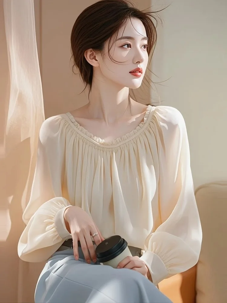FeniXuan Women's Chiffon irt Spring Autumn 2025 New Faion Long Sve Beautiful Top Korean Sle Loose Fit round Ne
FeniXuan Women's Chiffon irt Spring Autumn 2025 New Faion Long Sve Beautiful Top Korean Sle Loose Fit round Ne