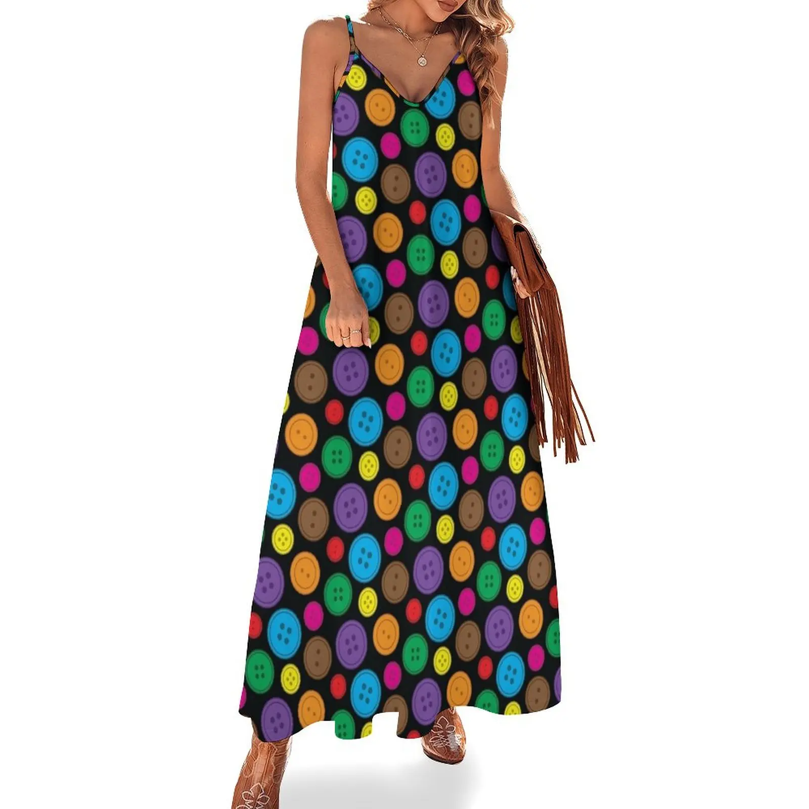 Rainbow Buttons Sleeveless Dress Women's clothing dress for women summer dresses for official occasions Dress
Rainbow Buttons Sleeveless Dress Women's clothing dress for women summer dresses for official occasions Dress