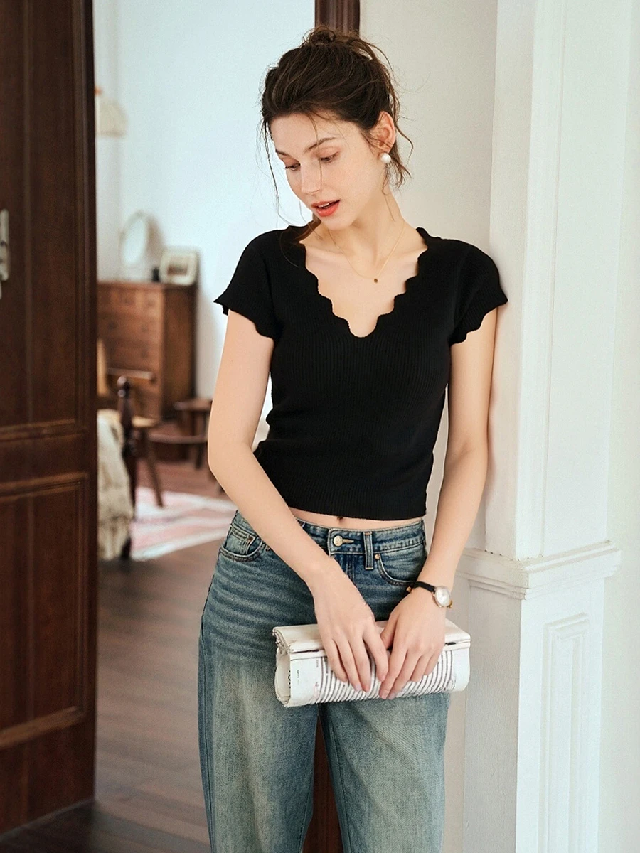 OLrain Women Summer Black Knit Tops Ladies Knitwear 2025 Short Sleeve Pullover Knitted Sweater Jumpers Woman Clothes O57XZ98988
OLrain Women Summer Black Knit Tops Ladies Knitwear 2025 Short Sleeve Pullover Knitted Sweater Jumpers Woman Clothes O57XZ98988