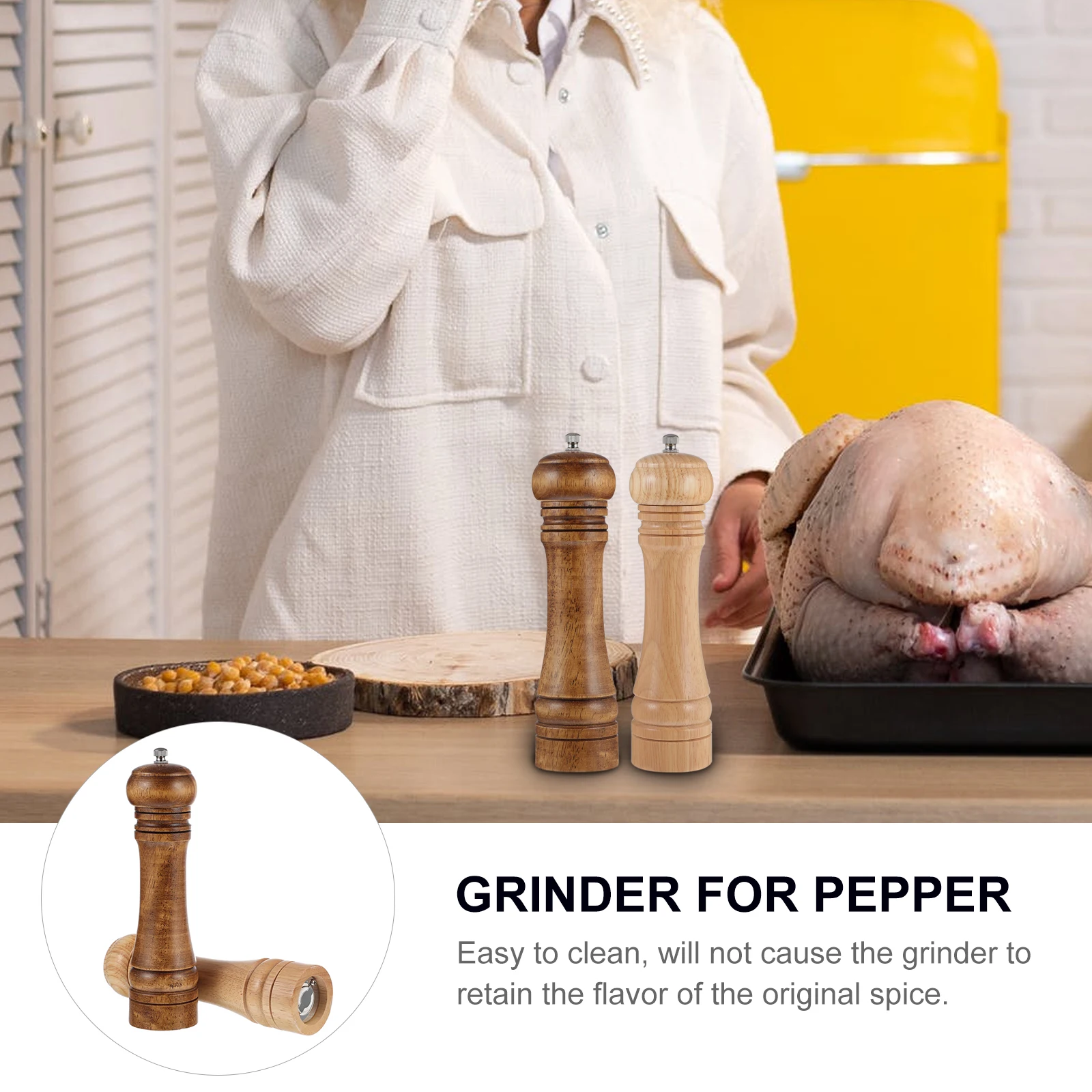 2 Pcs Wooden Pepper Grinder Coarse Fine Adjustable Kitchen Gadget Spice Herb Tool Easy Clean Long Lasting Beautiful Finish
2 Pcs Wooden Pepper Grinder Coarse Fine Adjustable Kitchen Gadget Spice Herb Tool Easy Clean Long Lasting Beautiful Finish