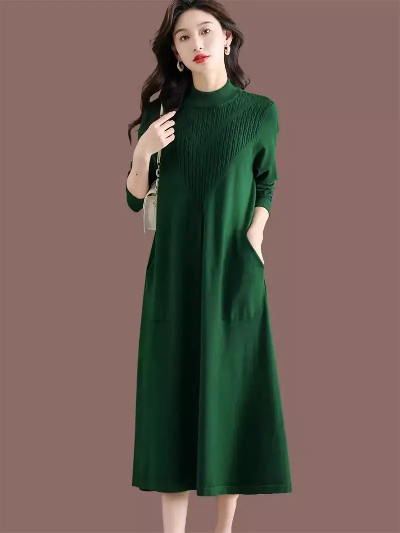 Autumn And Winter Bottom Dresses For Women's Mid Length Loose Knitted Half High Neck Sweater Dress Midi Pullover Vestidos Z4934
Autumn And Winter Bottom Dresses For Women's Mid Length Loose Knitted Half High Neck Sweater Dress Midi Pullover Vestidos Z4934