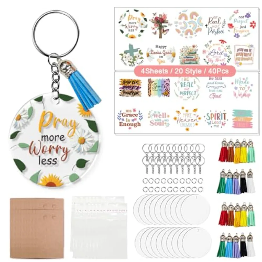 140 PCS Acrylic Keychain Making Kit 20 Style DoubleSided Inspirational Theme UV DTF Stickers Discs Tassels Jump Rings DIY Keych
140 PCS Acrylic Keychain Making Kit 20 Style DoubleSided Inspirational Theme UV DTF Stickers Discs Tassels Jump Rings DIY Keych