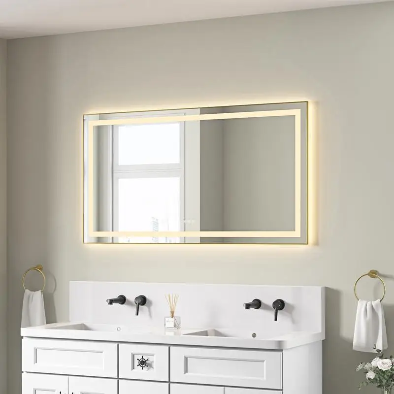 55"x30" LED Bathroom Mirror with Front & Backlight, Wall-Mount Vanity Mirror, Aluminum Frame, Anti-Fog, Memory Function, 3
55"x30" LED Bathroom Mirror with Front & Backlight, Wall-Mount Vanity Mirror, Aluminum Frame, Anti-Fog, Memory Function, 3