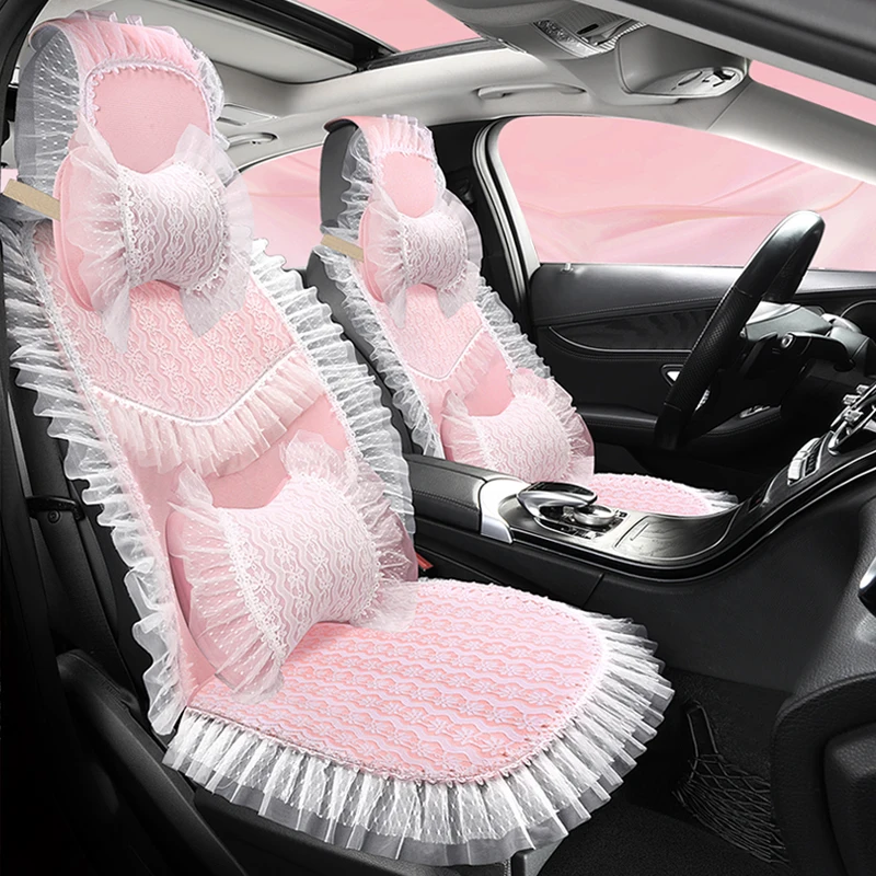 Cute Pink Car Seat Cover Set for Women Universal Breathable Lace Trim Non-slip Seat Cushion Protector Interior Accessories
Cute Pink Car Seat Cover Set for Women Universal Breathable Lace Trim Non-slip Seat Cushion Protector Interior Accessories