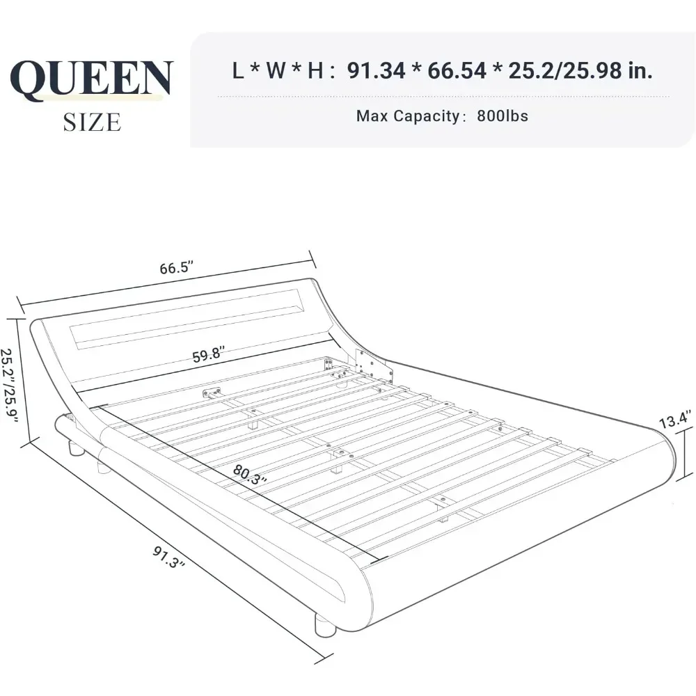 Каркас кровати на платформе со светодиодной подсветкой Allewie размера «queen-size» с регулируемым изголовьем/без коробчатой пружины/простая сборка/серая искусственная кожа
Каркас кровати на платформе со светодиодной подсветкой Allewie размера «queen-size» с регулируемым изголовьем/без коробчатой пружины/простая сборка/серая искусственная кожа