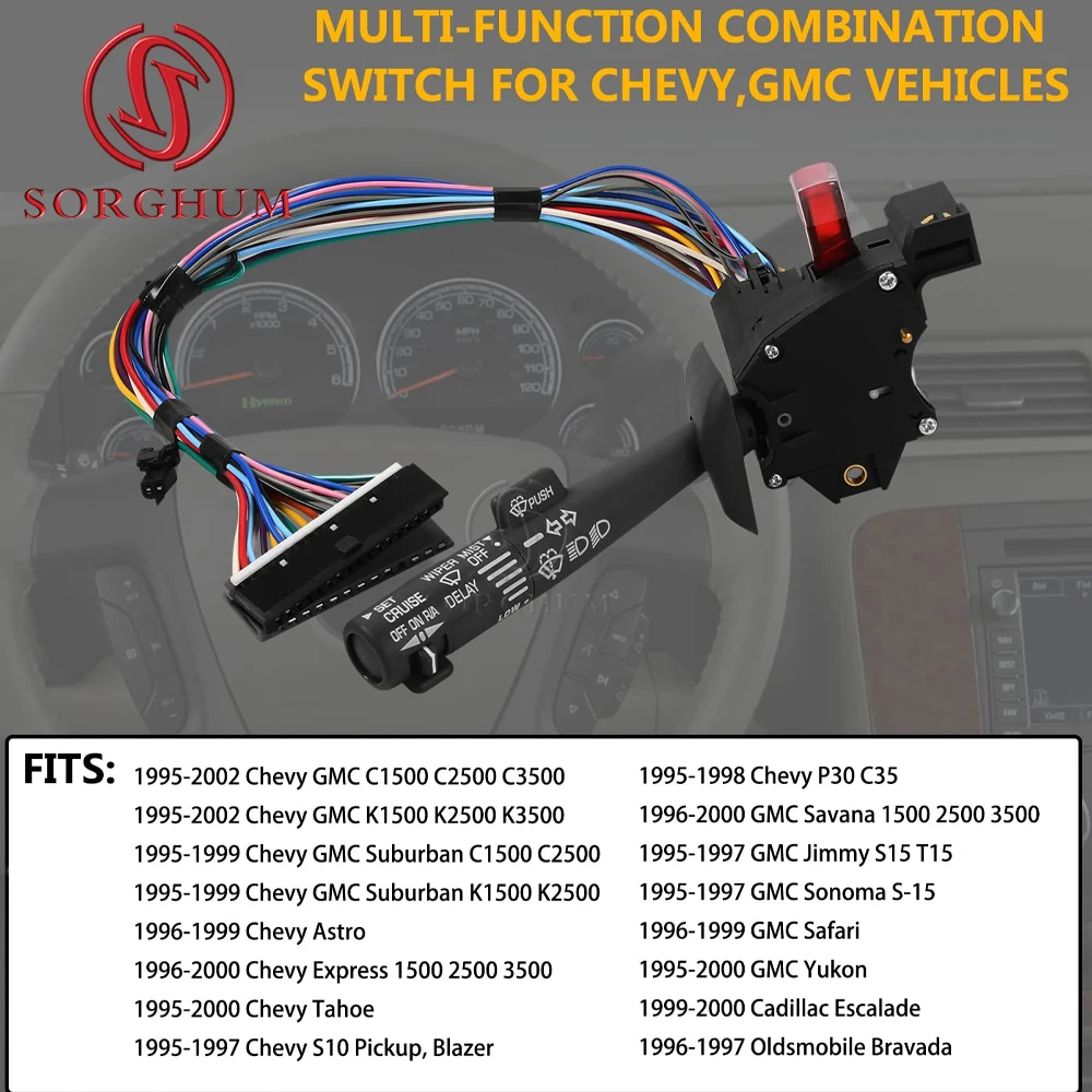 SORGHUM Многофункциональный комбинированный переключатель стеклоочистителя указателя поворота 26100985 для Chevy Silverado C1500 Suburban Tahoe 1995-02 
SORGHUM Многофункциональный комбинированный переключатель стеклоочистителя указателя поворота 26100985 для Chevy Silverado C1500 Suburban Tahoe 1995-02