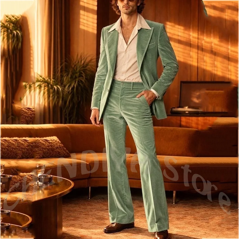 Elegant Luxury Velvet Men's Suit Peak Lapel Flared Pants Retro Disco Wedding Groom Casual Party Prom Gentleman Outfit Set
Elegant Luxury Velvet Men's Suit Peak Lapel Flared Pants Retro Disco Wedding Groom Casual Party Prom Gentleman Outfit Set