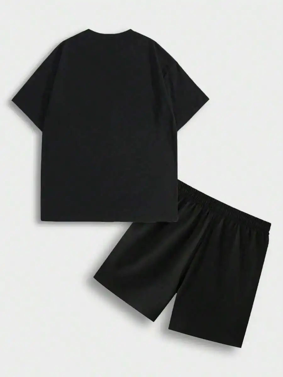 Mens Casual Two-Piece Set: Round Neck Short Sleeve T-Shirt And Elastic Waist Drawstring Shorts
Mens Casual Two-Piece Set: Round Neck Short Sleeve T-Shirt And Elastic Waist Drawstring Shorts