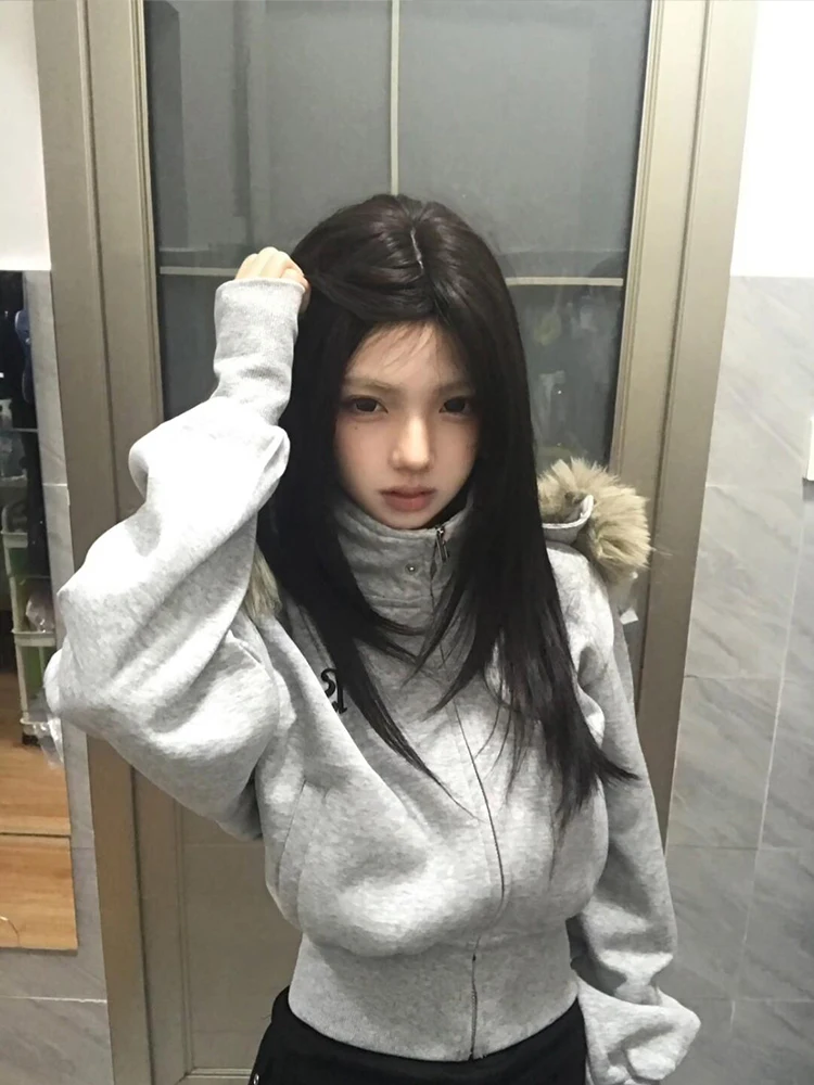 Облегающая толстовка на молнии, женское пальто Faion Street Sle ort с меховым воротником, осенне-зимняя теплая повседневная верхняя одежда
Облегающая толстовка на молнии, женское пальто Faion Street Sle ort с меховым воротником, осенне-зимняя теплая повседневная верхняя одежда