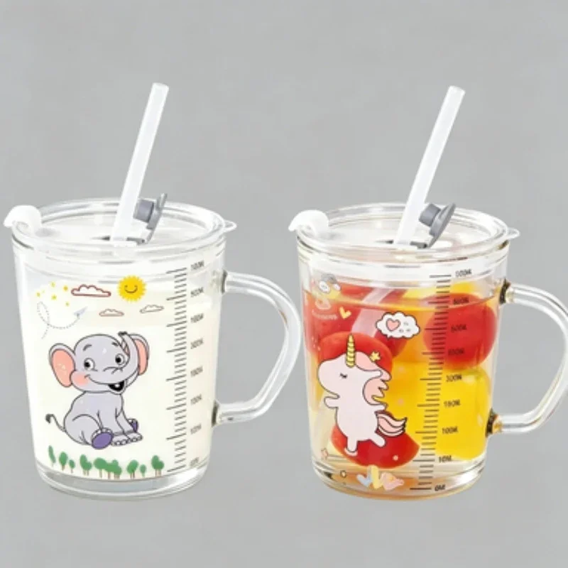 1Pcs Cute Cartoon Glass Straw Mug with Handle for Kids High-Temp Resistant Water Milk Cup with Scale Children' Cups
1Pcs Cute Cartoon Glass Straw Mug with Handle for Kids High-Temp Resistant Water Milk Cup with Scale Children' Cups