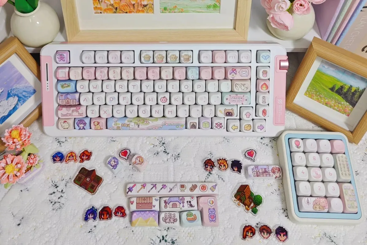 Stardew Valley Cute Pink Theme Keycaps Set PBT Sublimation Keycaps for Mechanical Keyboard Custom Original Handmade Accessories
Stardew Valley Cute Pink Theme Keycaps Set PBT Sublimation Keycaps for Mechanical Keyboard Custom Original Handmade Accessories