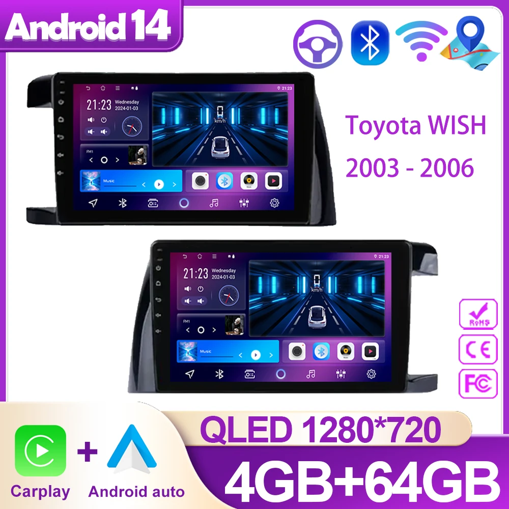For Toyota WISH LHD RHD 2003 - 2006 Video Player Android 14 Radio Head Unit Navigation Multimedia Stereo BT Carplay No 2din DVD
For Toyota WISH LHD RHD 2003 - 2006 Video Player Android 14 Radio Head Unit Navigation Multimedia Stereo BT Carplay No 2din DVD