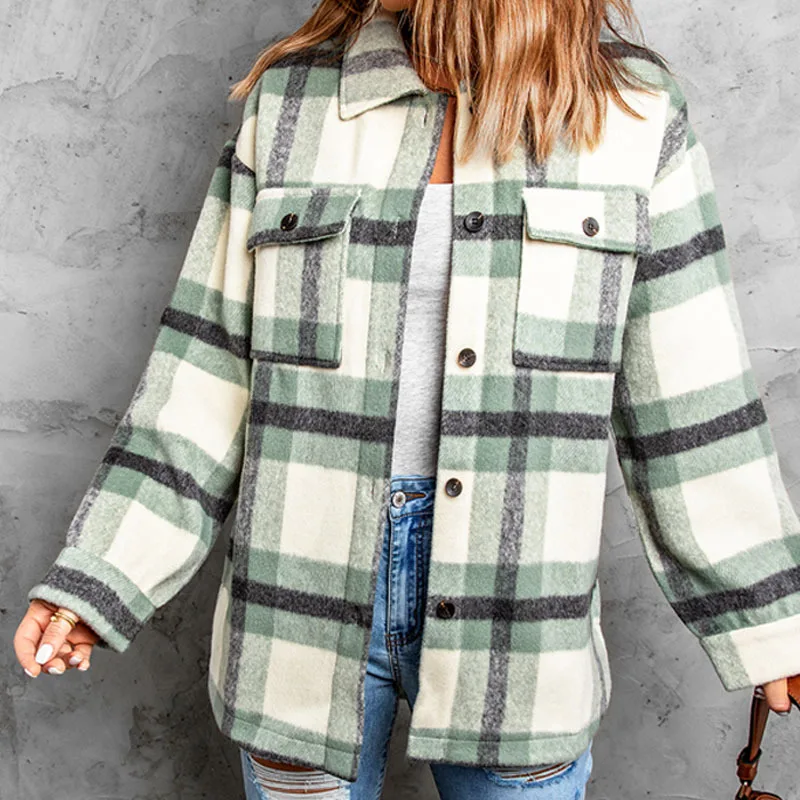 2022 Autumn New Checker Thickened Shirt Women's Casual Long Sleeve Jacket 8511736
2022 Autumn New Checker Thickened Shirt Women's Casual Long Sleeve Jacket 8511736