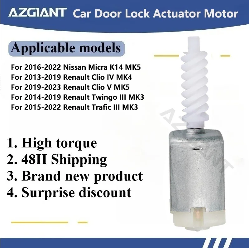 AZGIANT Car door lock actuator motor for Nissan Micra K14 MK5/Renault Clio IV MK4/Twingo III MK3 Clio V MK5 new parts OEM DIY
AZGIANT Car door lock actuator motor for Nissan Micra K14 MK5/Renault Clio IV MK4/Twingo III MK3 Clio V MK5 new parts OEM DIY