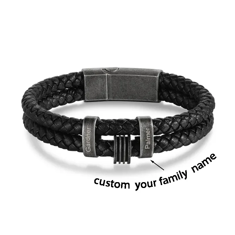 5 Names-Personalised PU Leather Men's Bracelet, Custom 5 Names Bracelets Vintage Gift for Him-5 Names
5 Names-Personalised PU Leather Men's Bracelet, Custom 5 Names Bracelets Vintage Gift for Him-5 Names