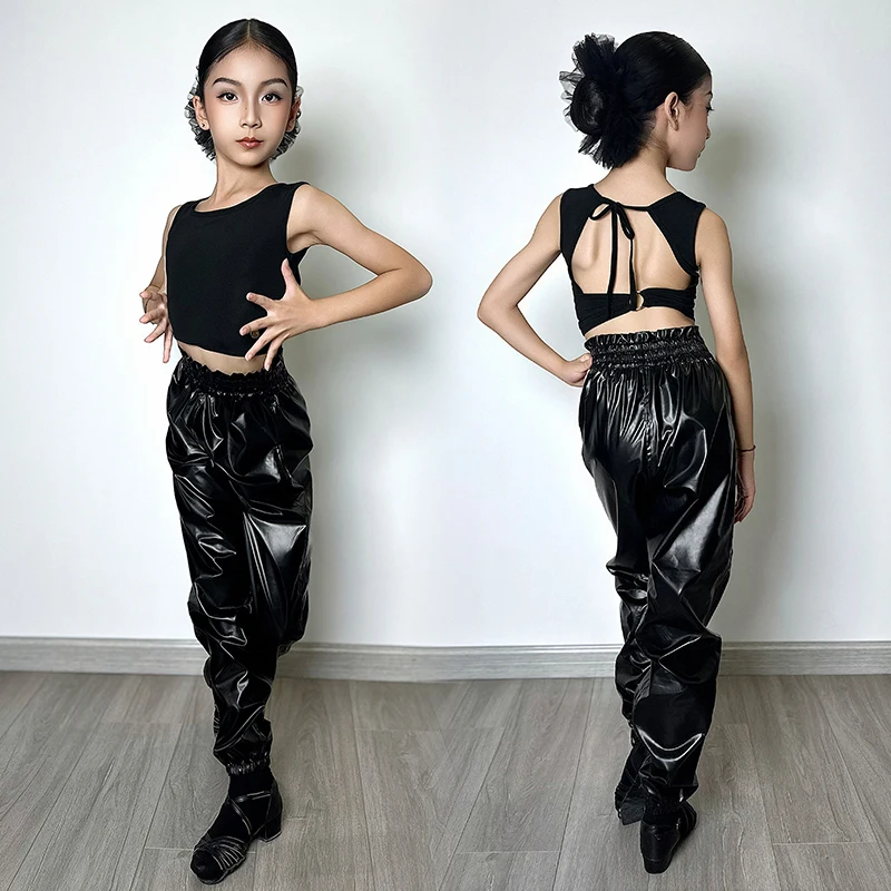 Girl Latin Dance Training Clothes Summer Latin Crop Top Black Pants Children Dancer Practice Wear Latin Dance Trousers VBH2798
Girl Latin Dance Training Clothes Summer Latin Crop Top Black Pants Children Dancer Practice Wear Latin Dance Trousers VBH2798