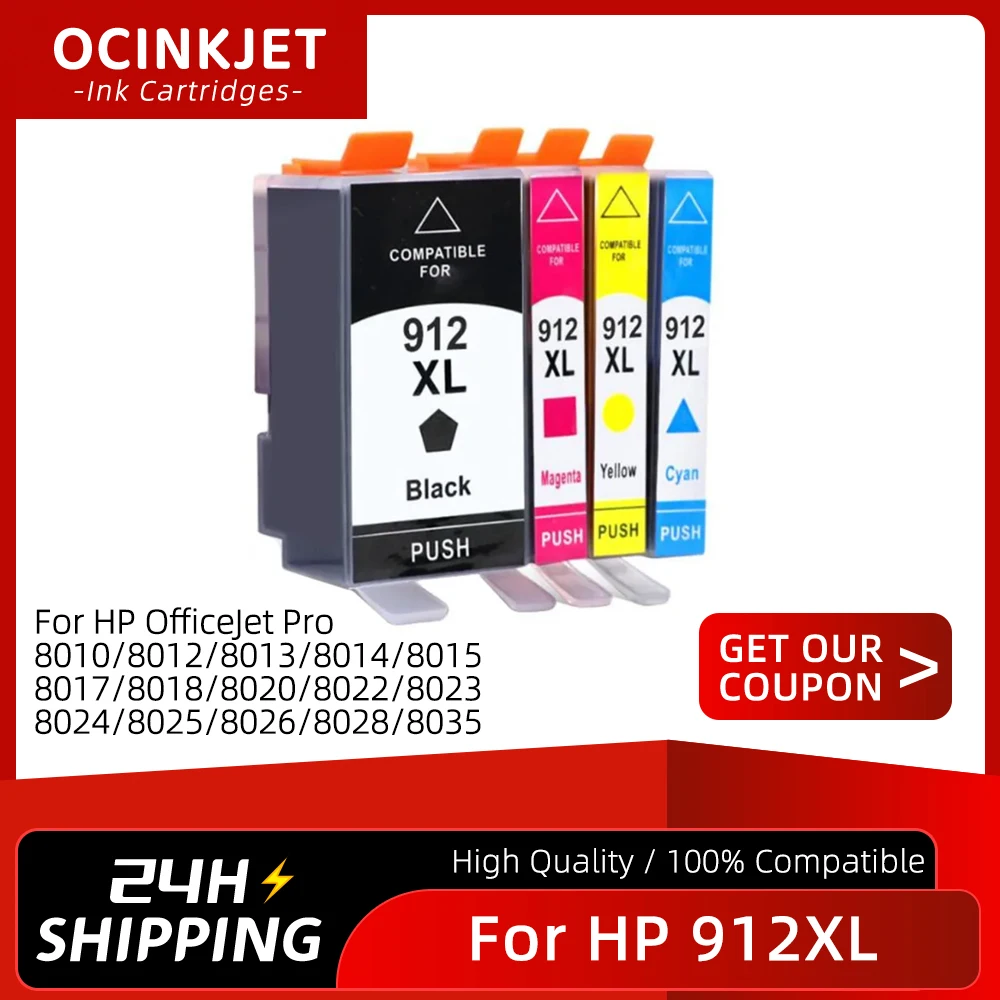 For HP 912 912XL Full Compatible Ink Cartridge For HP OfficeJet 8010 8012 8020 8022 8023 8024 8025 8026 8028 8030 8035 Printer
For HP 912 912XL Full Compatible Ink Cartridge For HP OfficeJet 8010 8012 8020 8022 8023 8024 8025 8026 8028 8030 8035 Printer