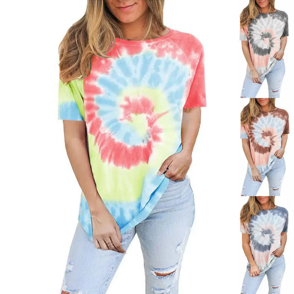 Ladies Top Tie Dye Casual Loose Round Neck Short Sleeve T-Shirt Women's Casual Fashion Commuter Versatile Tops Lady
Ladies Top Tie Dye Casual Loose Round Neck Short Sleeve T-Shirt Women's Casual Fashion Commuter Versatile Tops Lady