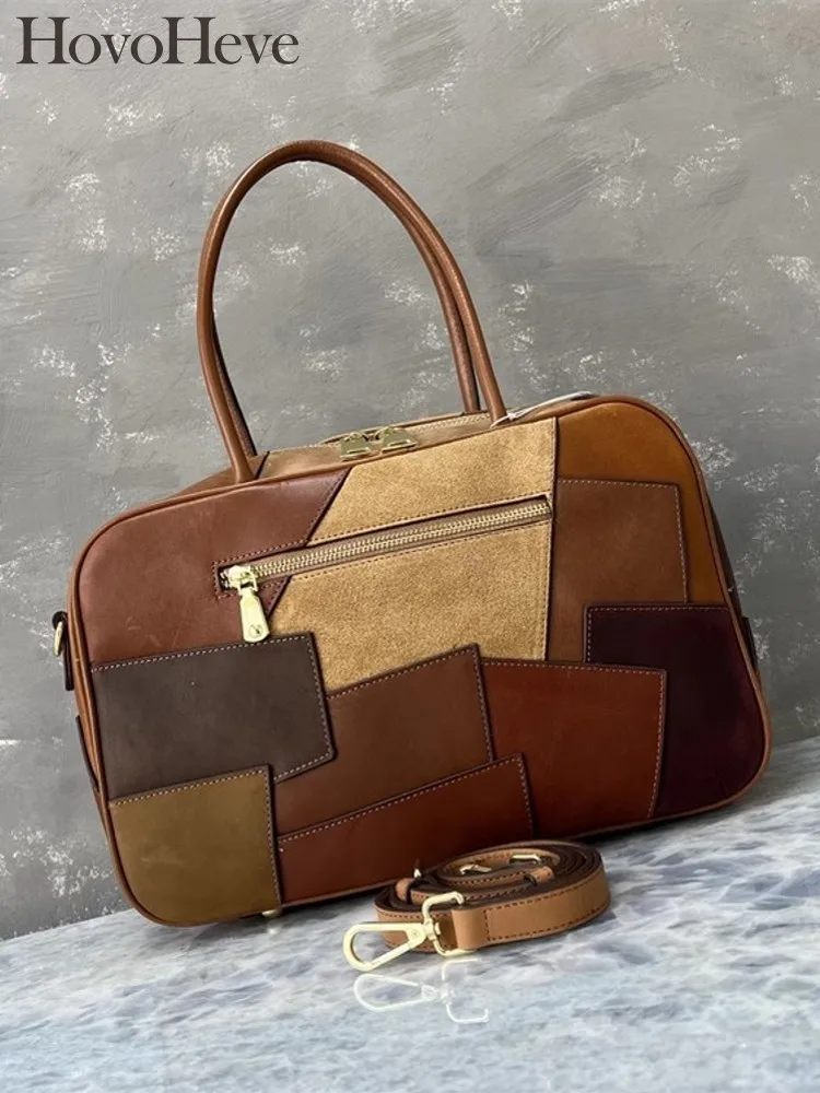 Women Retro Bowling Handbag Tote Zipper Panelled Bag Office Splicing Large Capacity Cowhide Genuine Leather Single Shoulder Bags
Women Retro Bowling Handbag Tote Zipper Panelled Bag Office Splicing Large Capacity Cowhide Genuine Leather Single Shoulder Bags