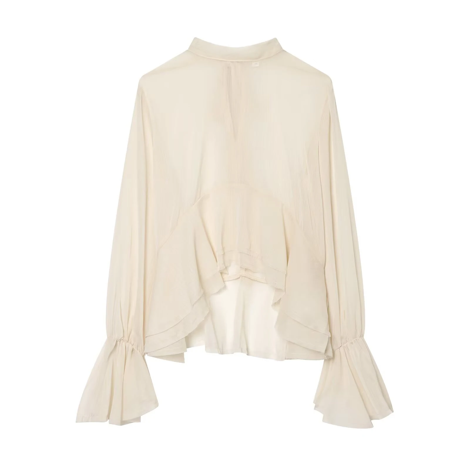 European and American style summer new women's casual long sleeved round neck semi transparent layered decorative top
European and American style summer new women's casual long sleeved round neck semi transparent layered decorative top
