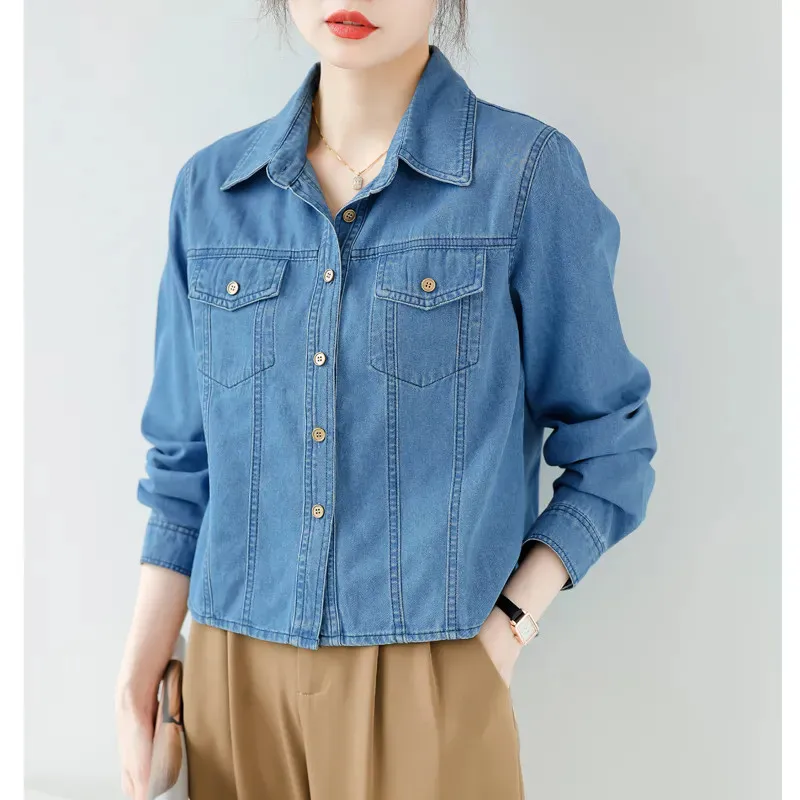 Retro Design Niche Denim Shirt For Women 2025 New Spring Autumn Long Sleeved Short Thin Cowboy Shirt Jacket Top Female Blouse
Retro Design Niche Denim Shirt For Women 2025 New Spring Autumn Long Sleeved Short Thin Cowboy Shirt Jacket Top Female Blouse