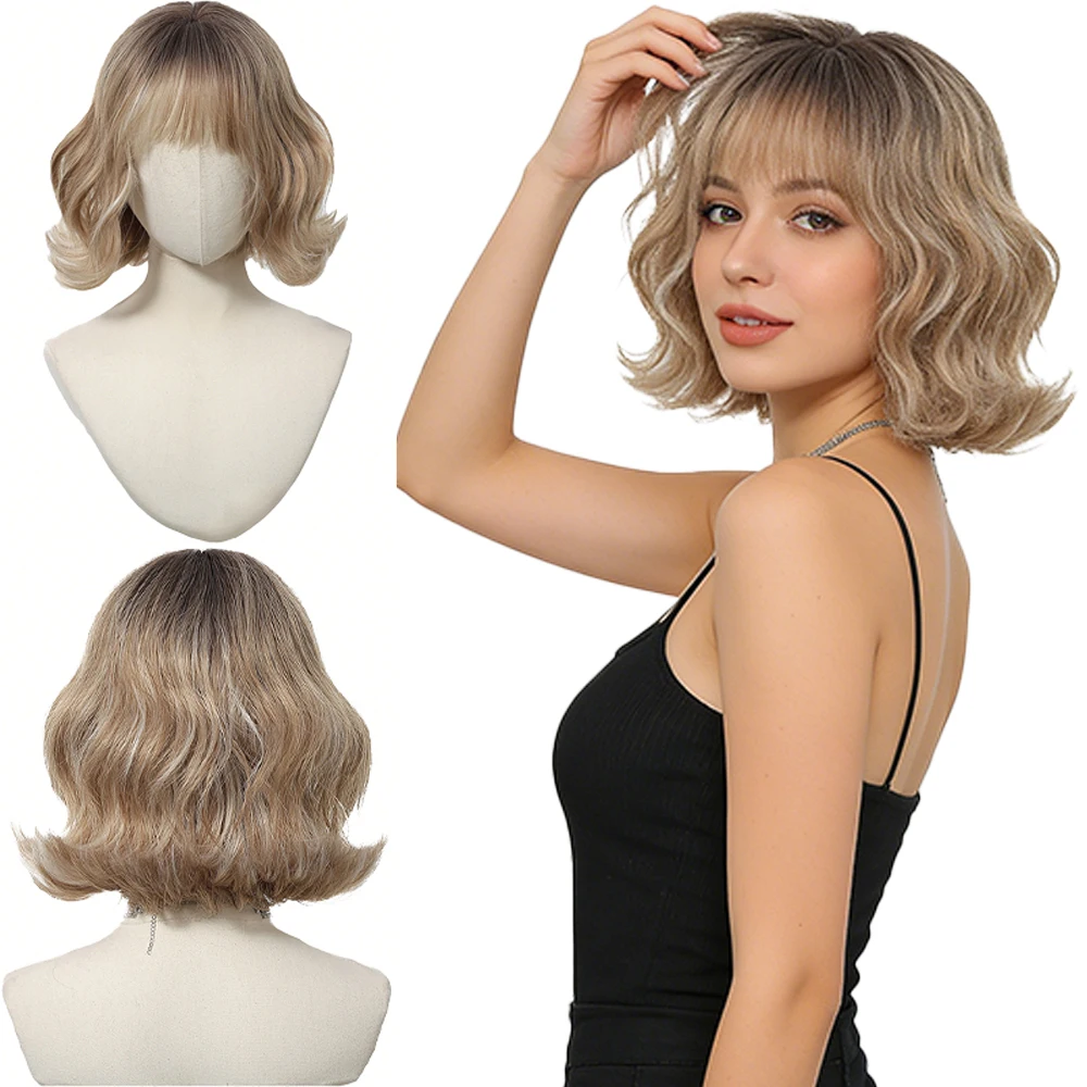 Short Bob Wig with Bangs Dark Root Ombre Ash Blonde Natural Wavy Heat Resistant Synthetic Wigs For Women Daily Use Party Cosplay
Short Bob Wig with Bangs Dark Root Ombre Ash Blonde Natural Wavy Heat Resistant Synthetic Wigs For Women Daily Use Party Cosplay