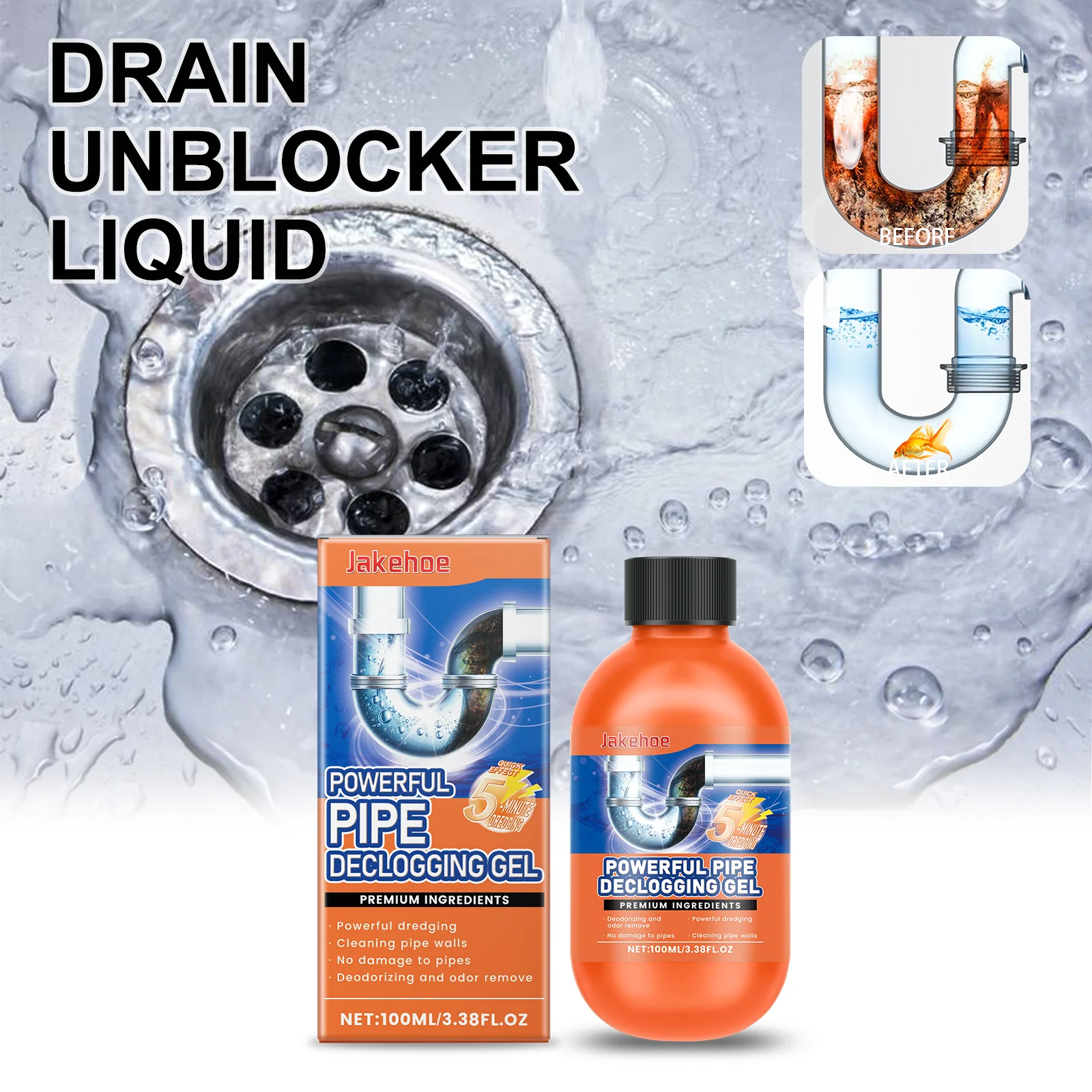Drain Unblocker Liquid for Kitchen and Bathroom Fast Clog Dissolver Removes Grease Hair and Limescale No Tools Needed 100ml
Drain Unblocker Liquid for Kitchen and Bathroom Fast Clog Dissolver Removes Grease Hair and Limescale No Tools Needed 100ml