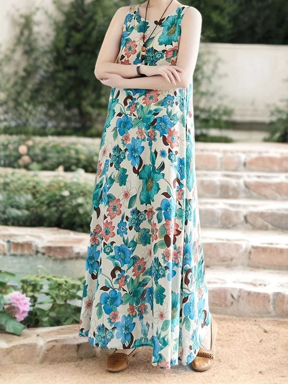 Women's Dress 2026 Vibrant Floral Print A-Line Summer Dress Fashion Round Neck Sleeveless Dress Comfortable Street Women Clothes
Women's Dress 2026 Vibrant Floral Print A-Line Summer Dress Fashion Round Neck Sleeveless Dress Comfortable Street Women Clothes