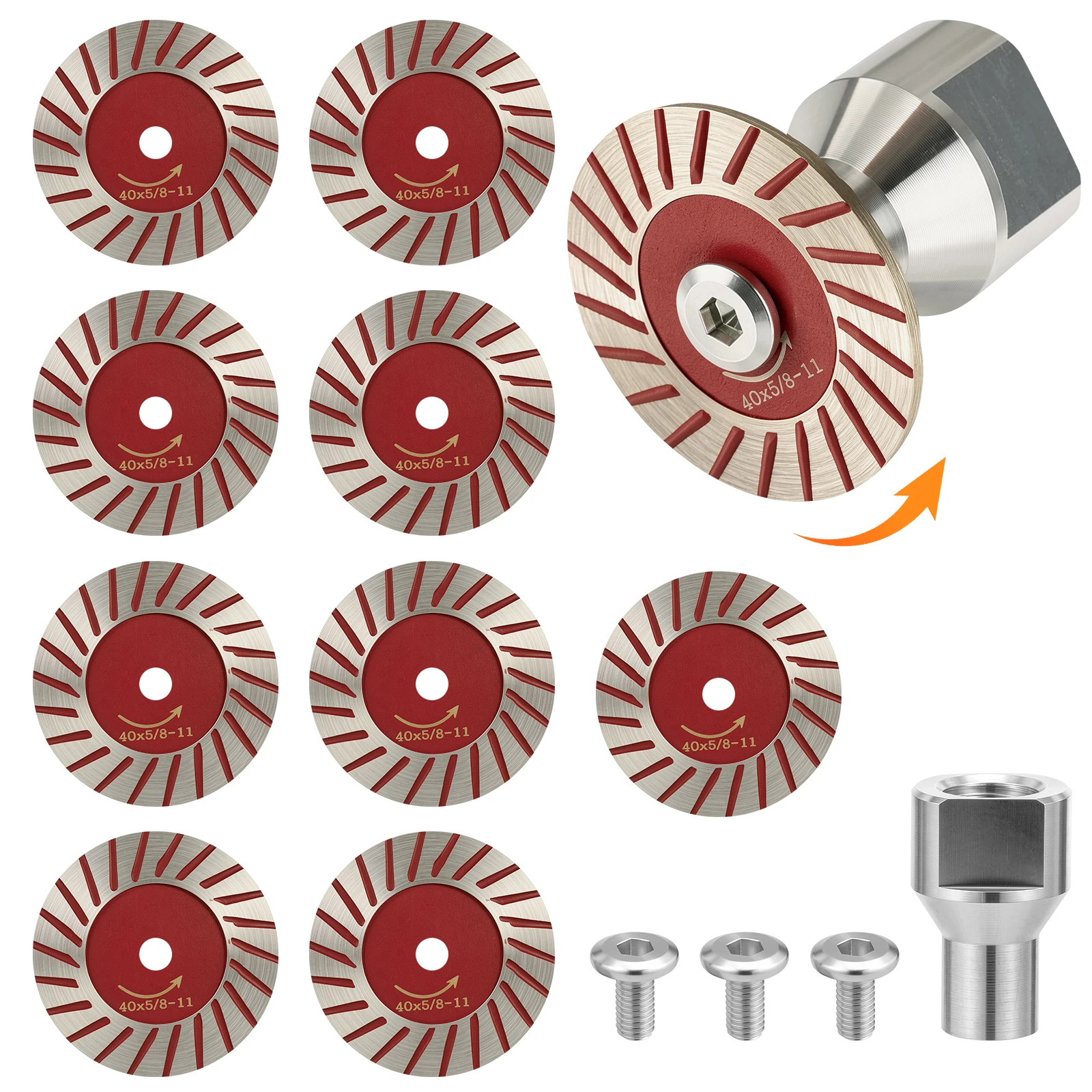 Diamond Saw Blade 1.57" Diamond Cutting Wheel Set with 5/8-11 Aluminum Shank and Screw for Granite Marble Tile Stone Trimming
Diamond Saw Blade 1.57" Diamond Cutting Wheel Set with 5/8-11 Aluminum Shank and Screw for Granite Marble Tile Stone Trimming