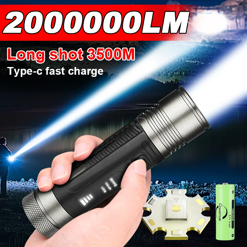 2000000LM Ultra Bright LED Flashlights Powerful Rechargeable Tactical Torch Portable Lamp Outdoor Camping Lantern Power Display
2000000LM Ultra Bright LED Flashlights Powerful Rechargeable Tactical Torch Portable Lamp Outdoor Camping Lantern Power Display
