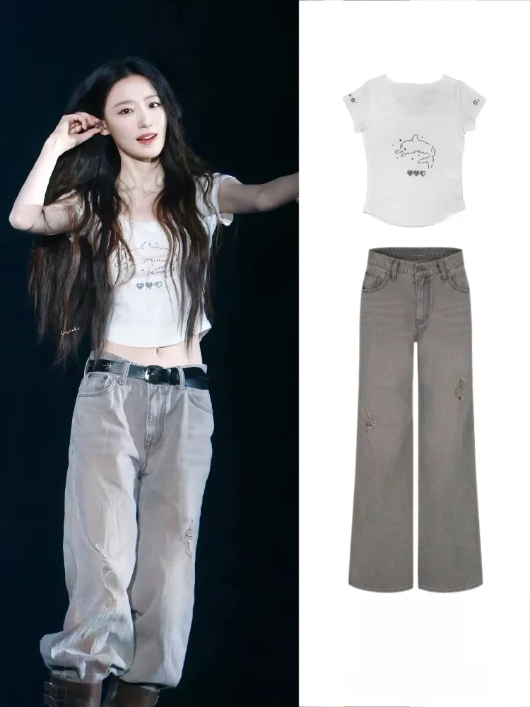 Summer Women's Loose Wide Leg Pants Set Short Sleeve U-Neck Printed T-Shirt Diamond Heating Casual Comfortable Cotton Blend
Summer Women's Loose Wide Leg Pants Set Short Sleeve U-Neck Printed T-Shirt Diamond Heating Casual Comfortable Cotton Blend