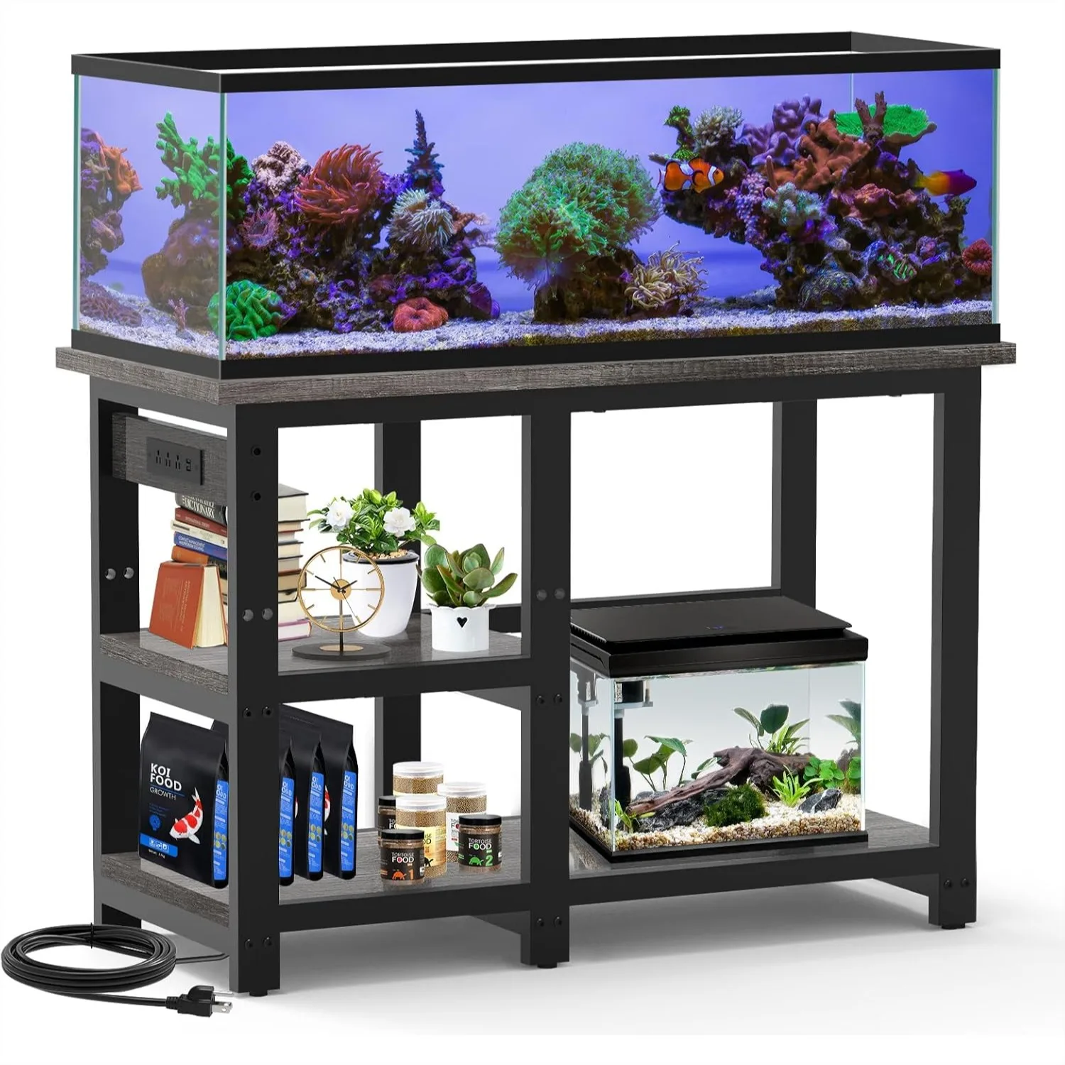Fish Tank Stand for 40-50 Gallon, Heavy Duty Metal Frame with 5-in-1 Power Outlets, Adjustable Storage Shelves, 720LBS Capacity
Fish Tank Stand for 40-50 Gallon, Heavy Duty Metal Frame with 5-in-1 Power Outlets, Adjustable Storage Shelves, 720LBS Capacity