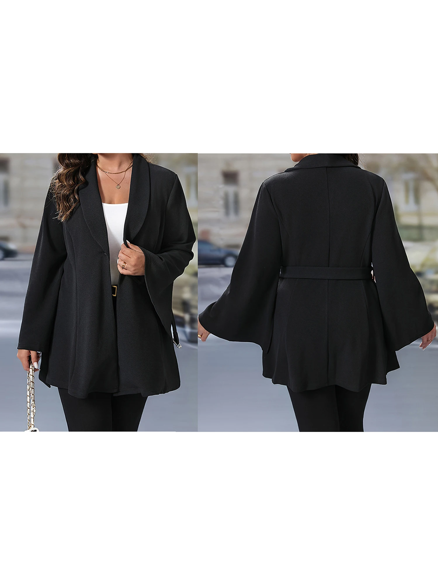 Женский пиджак больших размеров, элегантный однотонный пиджак с длинными рукавами и лацканами, v-образным вырезом, на одной пуговице, рабочая офисная куртка с расклешенным подолом
Женский пиджак больших размеров, элегантный однотонный пиджак с длинными рукавами и лацканами, v-образным вырезом, на одной пуговице, рабочая офисная куртка с расклешенным подолом