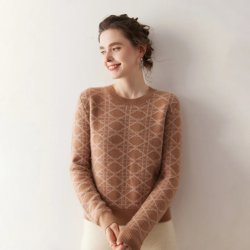 ANGEL Women's 100% Cashmere Sweater O-neck Argyle Knit Pullovers Casual Cashmere Knitwear Autumn Winter Thick Clothes Jumpers
ANGEL Women's 100% Cashmere Sweater O-neck Argyle Knit Pullovers Casual Cashmere Knitwear Autumn Winter Thick Clothes Jumpers
