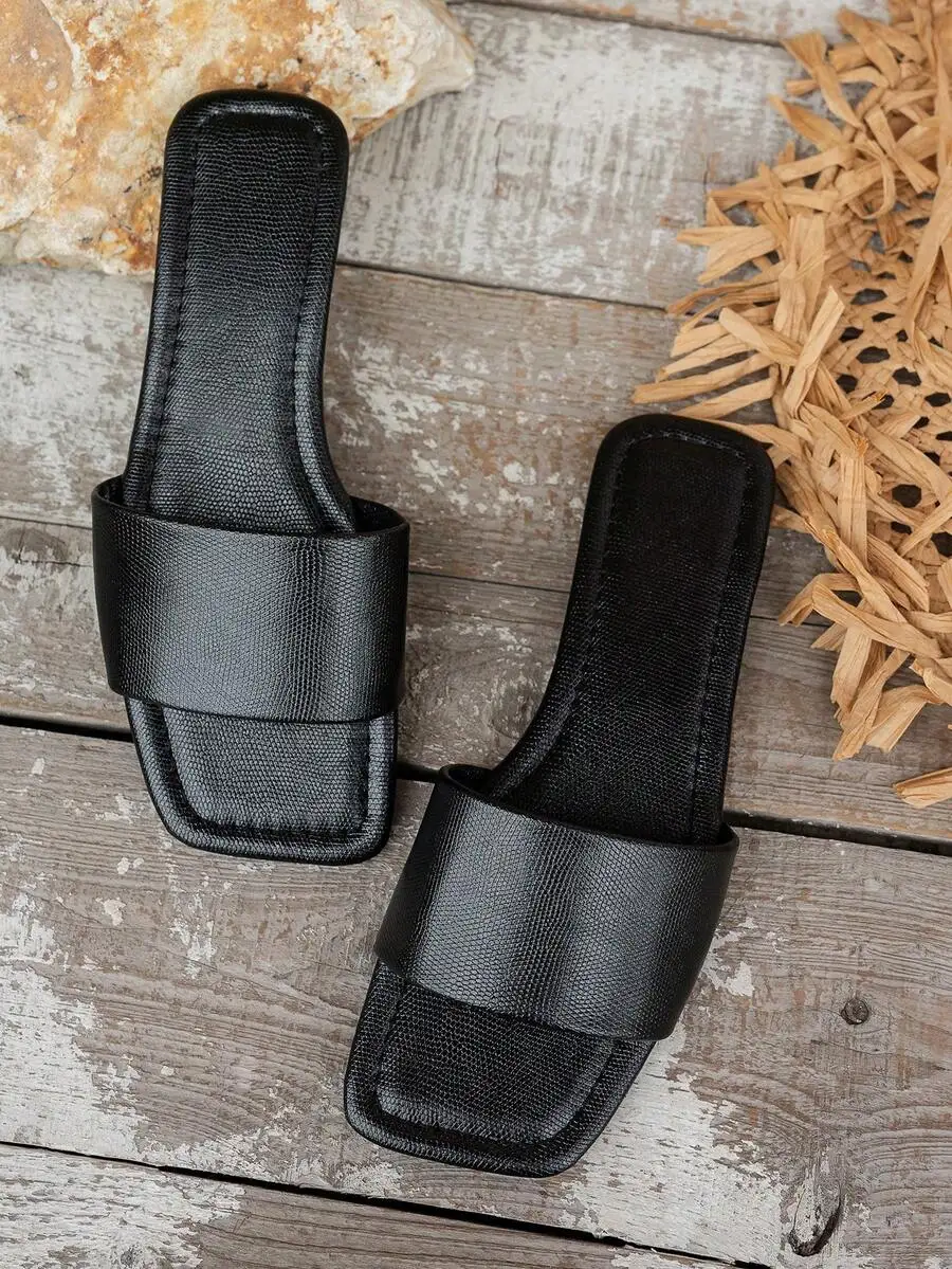 Black Square Toe Flat Slippers For Women Summer Beach Slip-On Non-Slip Wide Fit
Black Square Toe Flat Slippers For Women Summer Beach Slip-On Non-Slip Wide Fit